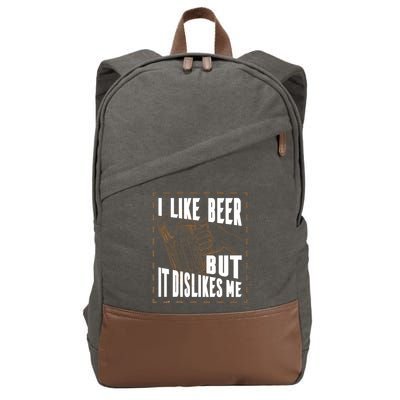 I Like Beer But It Dislikes Me Cotton Canvas Backpack