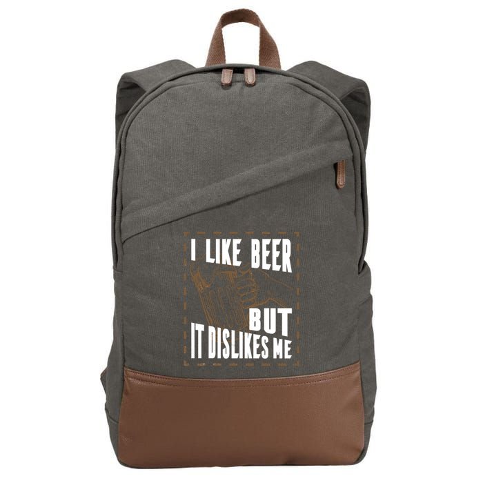 I Like Beer But It Dislikes Me Cotton Canvas Backpack