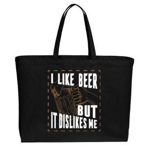 I Like Beer But It Dislikes Me Cotton Canvas Jumbo Tote