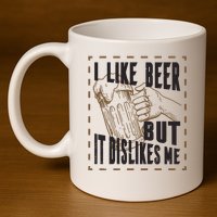 I Like Beer But It Dislikes Me 11oz C Handle Ceramic Mug
