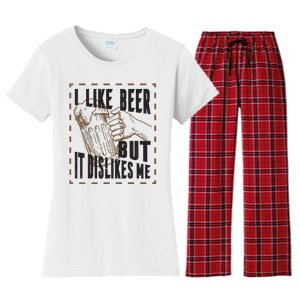 I Like Beer But It Dislikes Me Women's Flannel Pajama Set