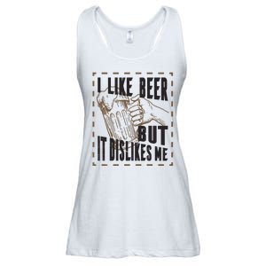 I Like Beer But It Dislikes Me Ladies Essential Flowy Tank