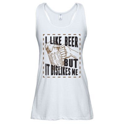 I Like Beer But It Dislikes Me Ladies Essential Flowy Tank
