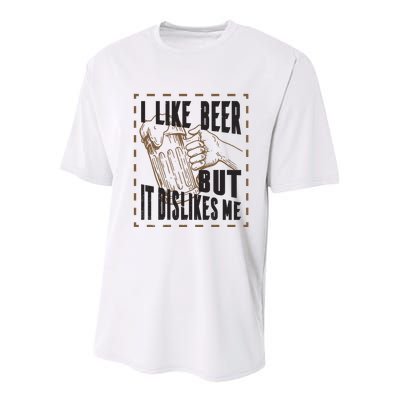I Like Beer But It Dislikes Me Youth Performance Sprint T-Shirt