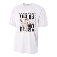 I Like Beer But It Dislikes Me Youth Performance Sprint T-Shirt
