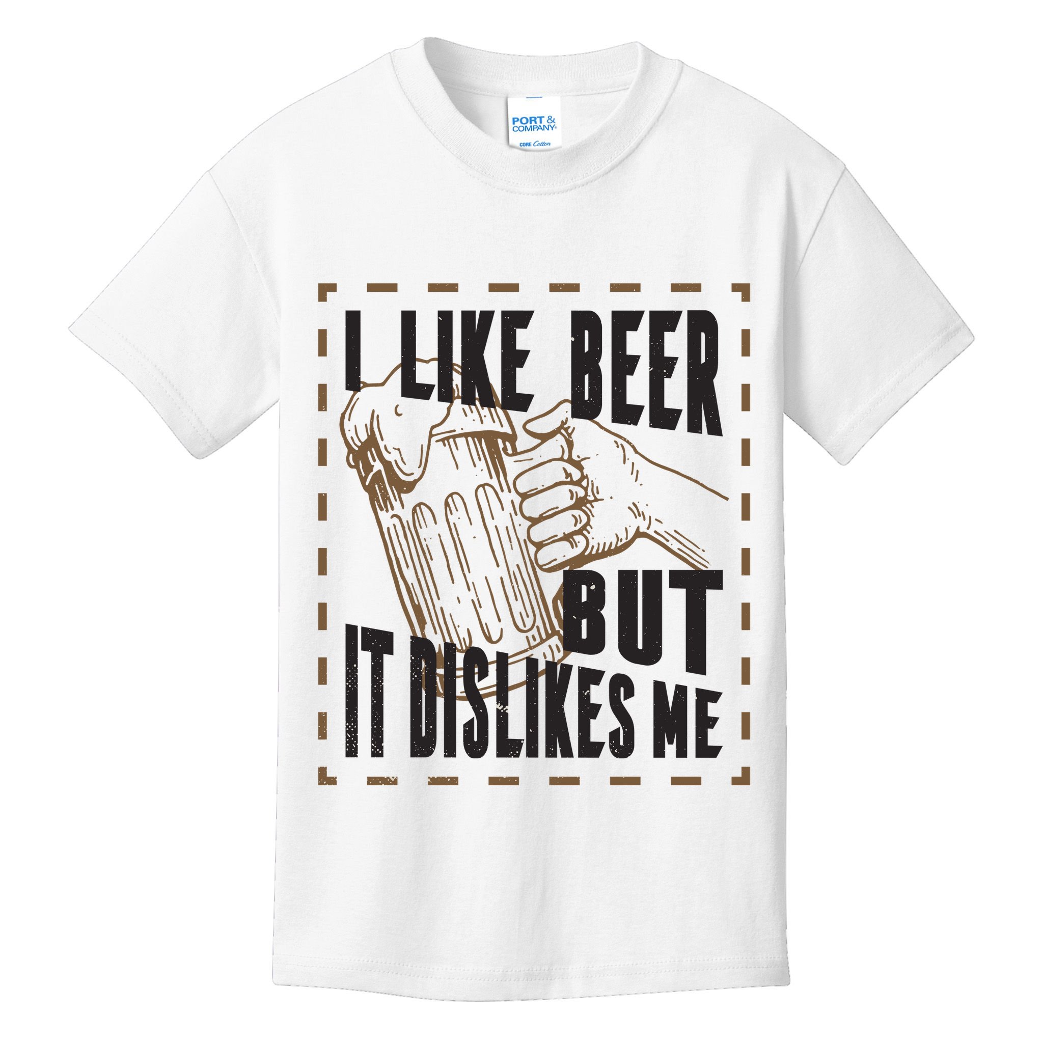 I Like Beer But It Dislikes Me Kids T-Shirt