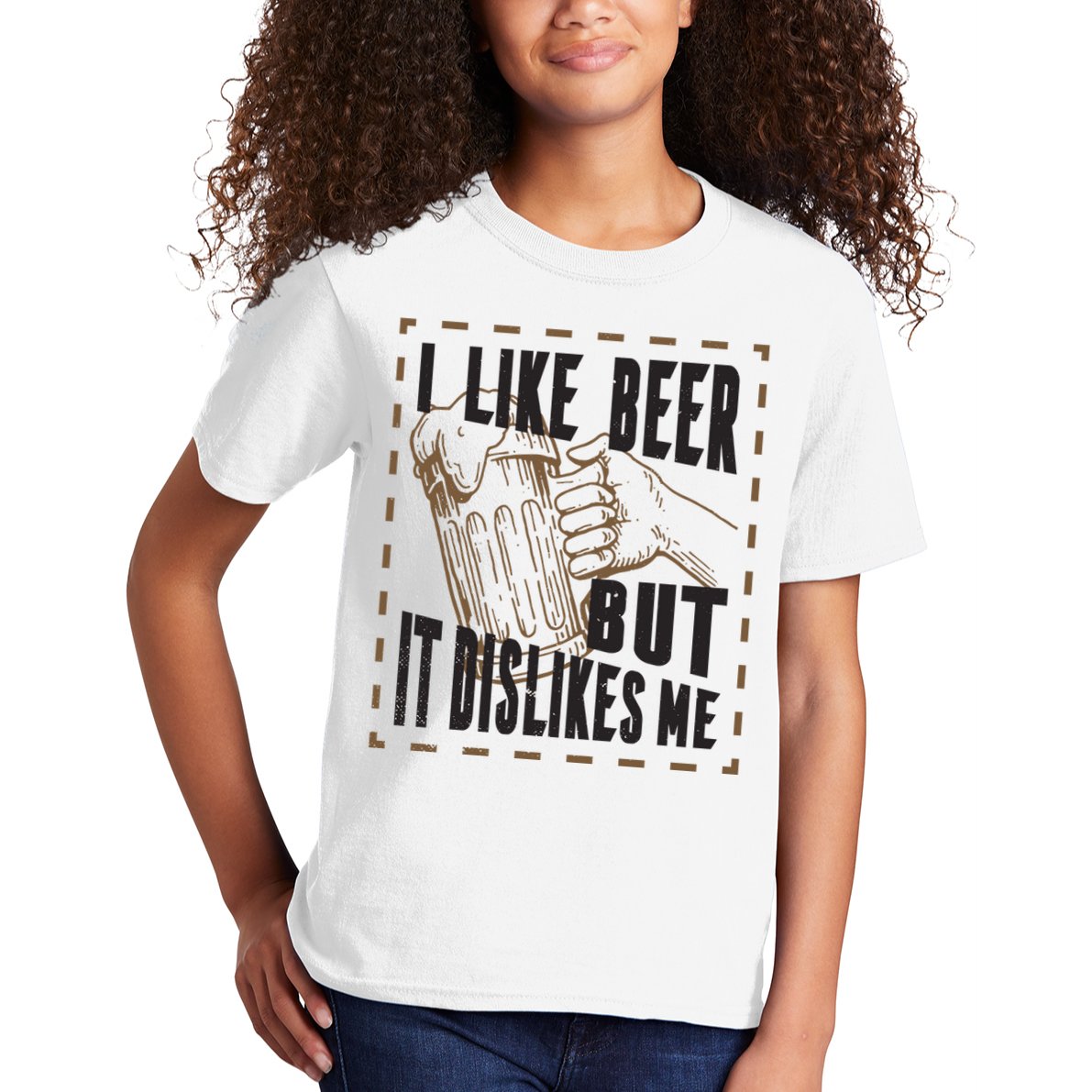 I Like Beer But It Dislikes Me Kids T-Shirt