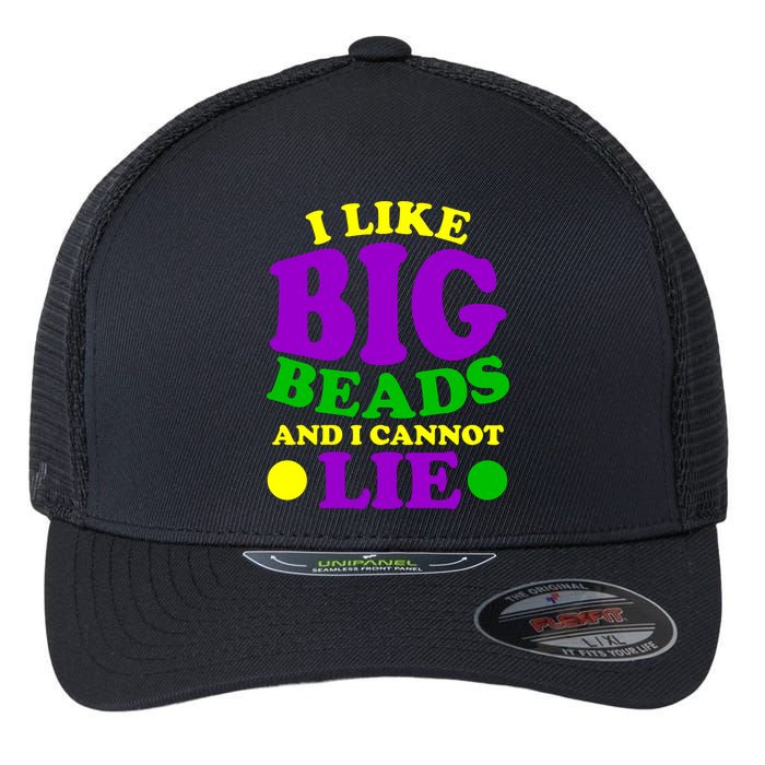 I Like Big Beads and I Cannot Lie Mardi Gras Flexfit Unipanel Trucker Cap