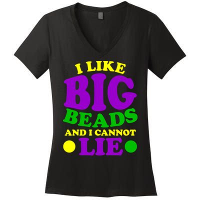 I Like Big Beads and I Cannot Lie Mardi Gras Women's V-Neck T-Shirt