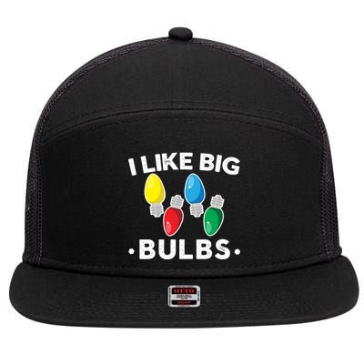 I Like Big Bulbs Funny Christmas Lights 7 Panel Mesh Trucker Snapback Hat