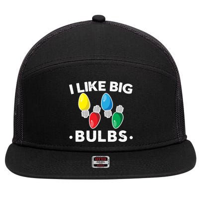 I Like Big Bulbs Funny Christmas Lights 7 Panel Mesh Trucker Snapback Hat