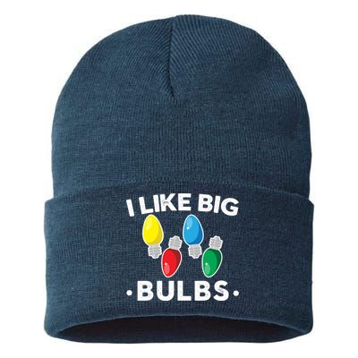 I Like Big Bulbs Funny Christmas Lights Sustainable Knit Beanie