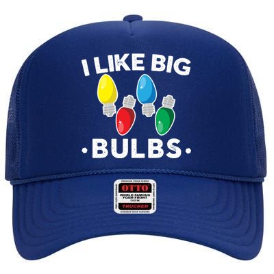 I Like Big Bulbs Funny Christmas Lights High Crown Mesh Back Trucker Hat