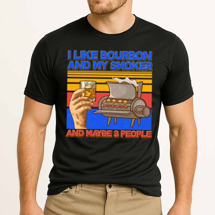 I Like Bourbon My Smoker And Maybe 3 People Cooling Performance Crew T-Shirt