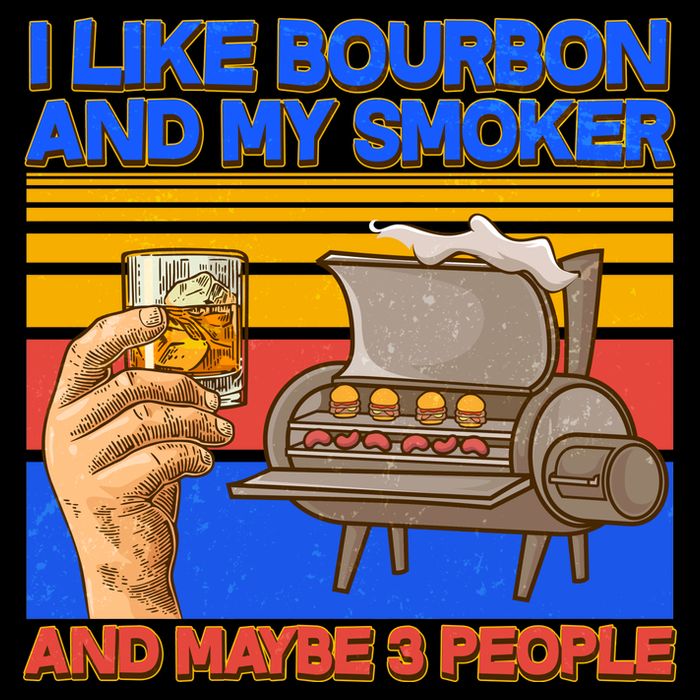 I Like Bourbon My Smoker And Maybe 3 People Cooling Performance Crew T-Shirt