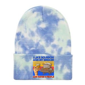 I Like Bourbon My Smoker And Maybe 3 People Tie Dye 12in Knit Beanie