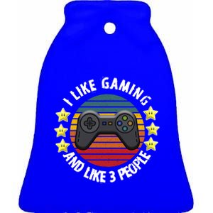 I Like Gaming And Like 3 People Ceramic Bell Ornament