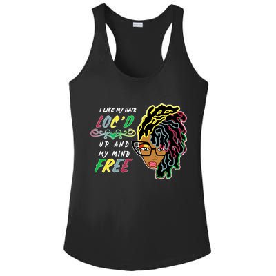 I Like Hair Loc'd Up And My Mind Free Ladies PosiCharge Competitor Racerback Tank