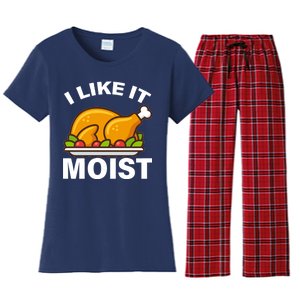 I Like It Moist Funny Turkey Thanksgiving Dinner Women's Flannel Pajama Set