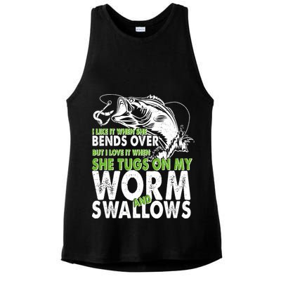 I Like It When She Bends Over Fishing Bait Ladies PosiCharge Tri-Blend Wicking Tank