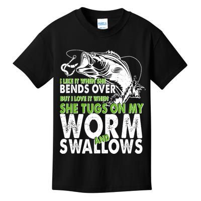 I Like It When She Bends Over Fishing Bait Kids T-Shirt