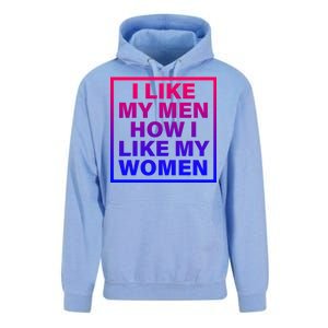 I Like My Men How I Like My Women Funny Bi Pride Unisex Surf Hoodie