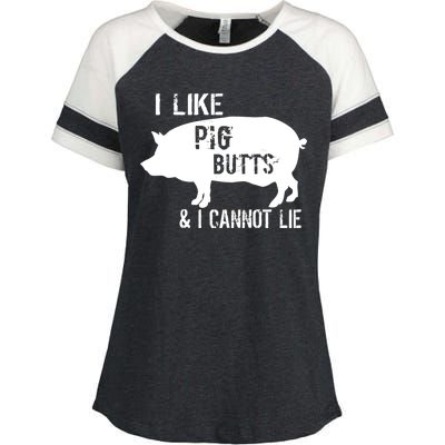 I Like Pig Butts & I Cannot Lie Enza Ladies Jersey Colorblock Tee