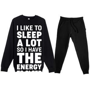 I Like to Sleep A Lot Premium Crewneck Sweatsuit Set