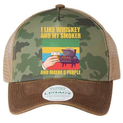 I Like Whiskey And My Smoker And Maybe 3 People Legacy Tie Dye Trucker Hat