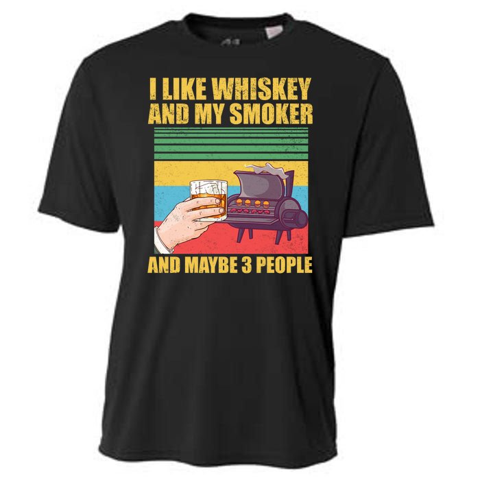 I Like Whiskey And My Smoker And Maybe 3 People Cooling Performance Crew T-Shirt