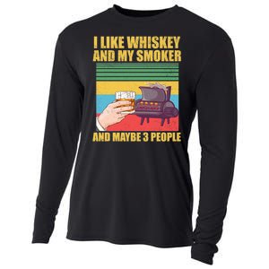 I Like Whiskey And My Smoker And Maybe 3 People Cooling Performance Long Sleeve Crew