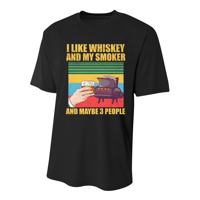 I Like Whiskey And My Smoker And Maybe 3 People Youth Performance Sprint T-Shirt