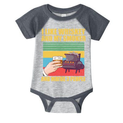I Like Whiskey And My Smoker And Maybe 3 People Infant Baby Jersey Bodysuit
