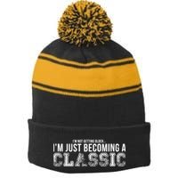 I Like You But If Zombie Chase Us I'm Tripping You Stripe Pom Pom Beanie