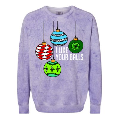 I Like Your Balls Funny Christmas Colorblast Crewneck Sweatshirt