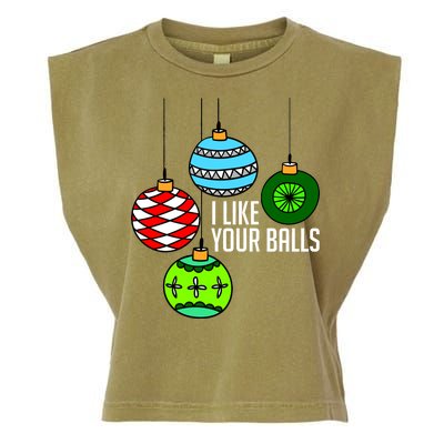 I Like Your Balls Funny Christmas Garment-Dyed Women's Muscle Tee