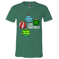 I Like Your Balls Funny Christmas V-Neck T-Shirt