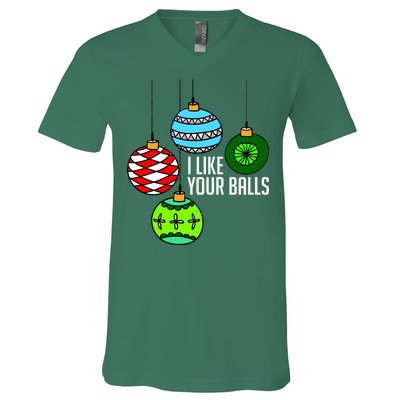 I Like Your Balls Funny Christmas V-Neck T-Shirt