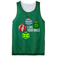 I Like Your Balls Funny Christmas Mesh Reversible Basketball Jersey Tank