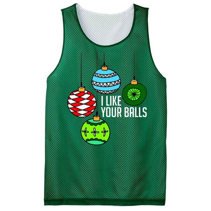 I Like Your Balls Funny Christmas Mesh Reversible Basketball Jersey Tank