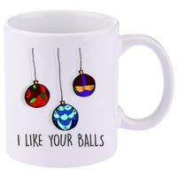 I Like Your Balls Funny Christmas Ornaments 11oz C Handle Ceramic Mug