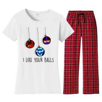 I Like Your Balls Funny Christmas Ornaments Women's Flannel Pajama Set