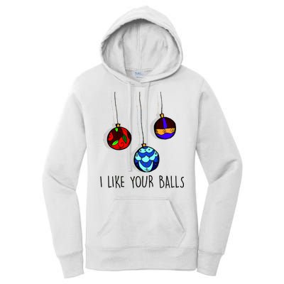 I Like Your Balls Funny Christmas Ornaments Women's Pullover Hoodie