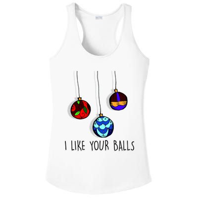 I Like Your Balls Funny Christmas Ornaments Ladies PosiCharge Competitor Racerback Tank
