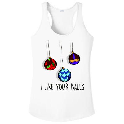 I Like Your Balls Funny Christmas Ornaments Ladies PosiCharge Competitor Racerback Tank