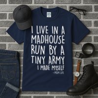 I Live In A Madhouse Run By A Tiny Army Mom Life Tall T-Shirt