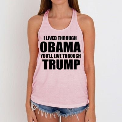 I Lived Through Obama You'll Live Through Trump Women's Knotted Racerback Tank