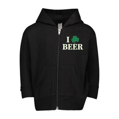 I Love Beer Shamrock  Toddler Zip Fleece Hoodie