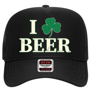 I Love Beer Shamrock  High Crown Mesh Back Trucker Hat