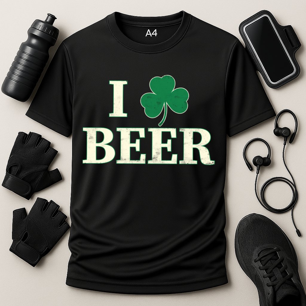 I Love Beer Shamrock  Performance Shirt